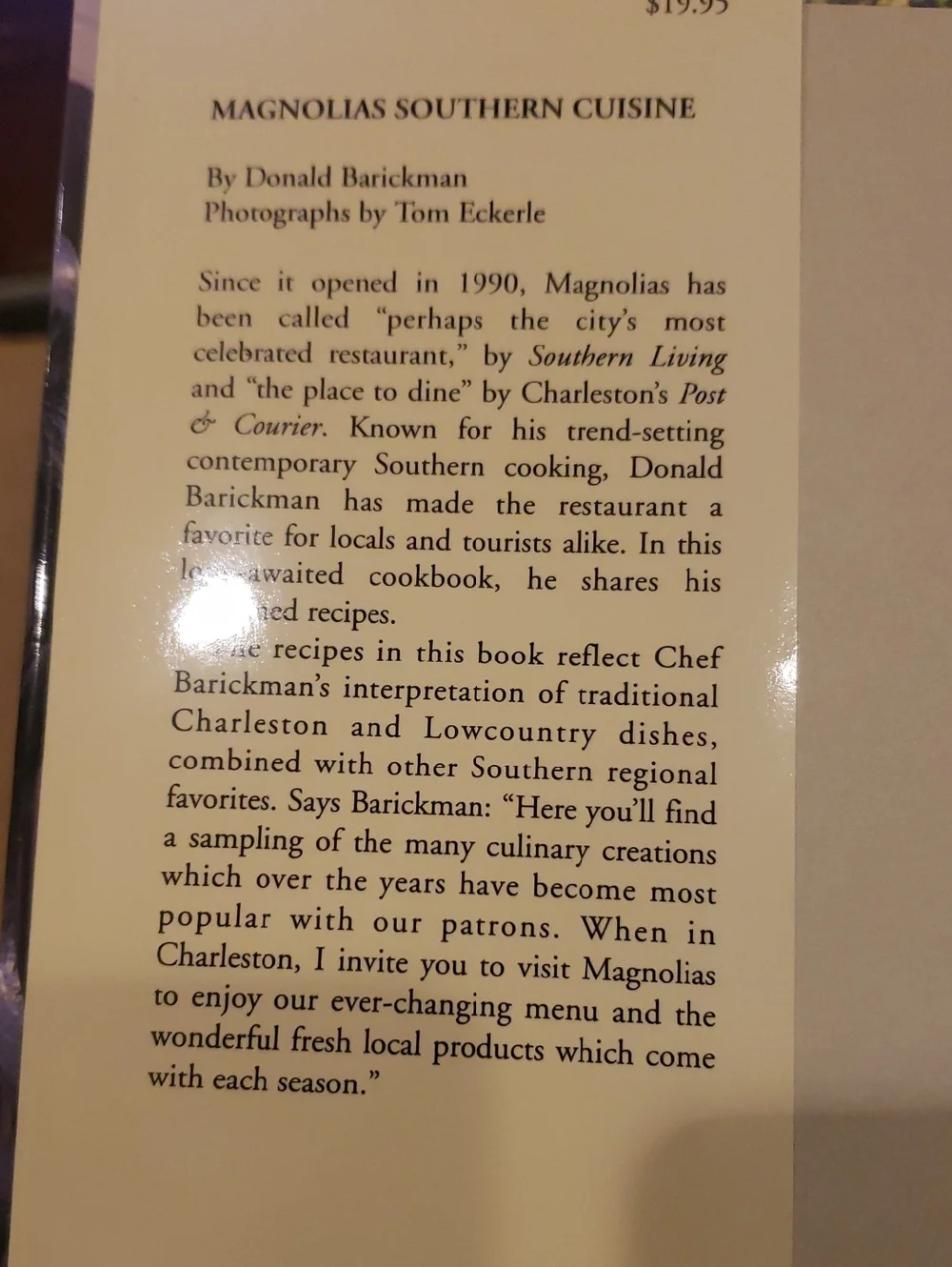 Magnolia Cookbook- Uptown Down South Southern Cruisine By Donald Barickman